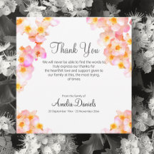 Peach Wildflower Funeral Thank You Card