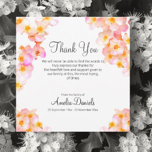 Peach Wildflower Funeral Thank You Card