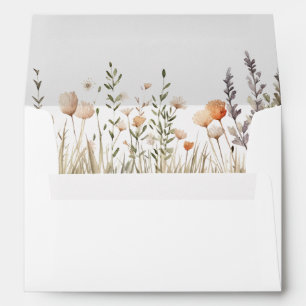 Peach Wildflower Meadow Wedding Envelope