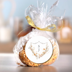 Peach Wildflower Wedding Classic Round Sticker