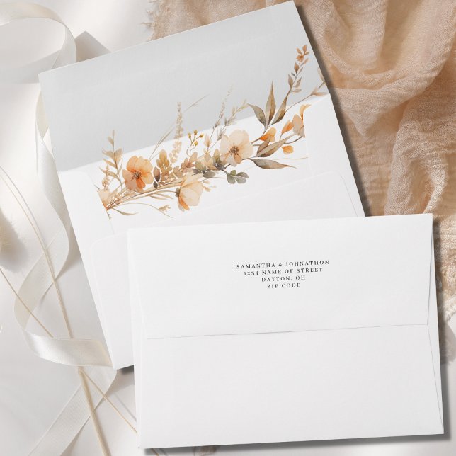 Peach Wildflower Wedding Envelope (Creator Uploaded)