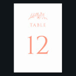 Peach Wildflower Wedding Table Number<br><div class="desc">Enhance your reception decor with our Peach Wildflower Wedding Table Numbers. These numbers,  adorned with the monogram and botanical details,  add a touch of sophistication to your seating arrangements. Guide your guests effortlessly through your elegant celebration.</div>