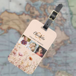 Peach wildflowers photo collage monogram luggage tag<br><div class="desc">Elevate your travel experience with our Personalised Luggage Name Tags! Perfect for adding a touch of style and functionality to your bags, these tags are customised with your own monogram and feature a charming collage of images that reflect your interests and passions. Customised Monogram: Each luggage tag is personalised with...</div>
