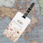 Peach wildflowers pink beige monogram luggage tag<br><div class="desc">Elevate your travel experience with our Personalised Luggage Name Tags - Summer Wildflowers Edition. These stylish luggage tags feature a custom monogram design, incorporating your first name, two initials, and full name, adding a personal touch to your belongings. Custom Monogram: Each luggage tag is adorned with a unique monogram design...</div>