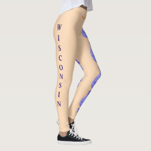 Peach Wisconsin State Flower Wood Violet Leggings