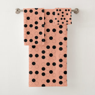 Peach with Circles  Bath Towel Set