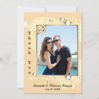 Peach with Frame & Diamonds Image Thank You Card