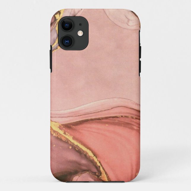 Peach With Gold Geode Case-Mate iPhone Case (Back)