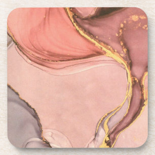 Peach With Gold Geode Coaster