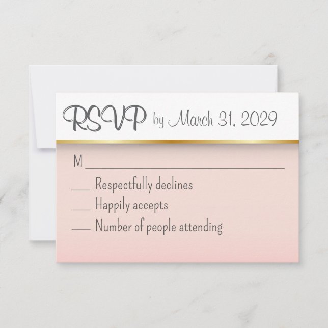 Peach with Gold  RSVP Card (Front)