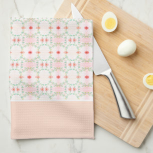 Peach With Pinks Tea Towel