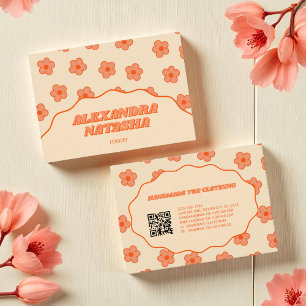Peach Y2K Flower Handmade Clothing Business Card