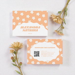 Peach Y2K Flower Handmade Clothing Business Card