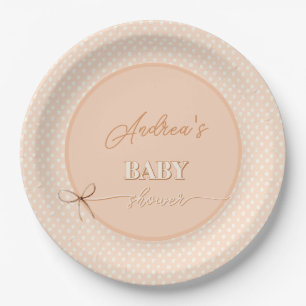 Peach-y Shoe String Baby Shower Paper Plate