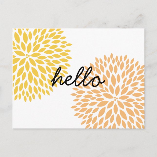Peach Yellow Flowers Postcard (Front)