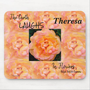 Peach Yellow Pink Blend Rose Flower Photo Mouse Pad