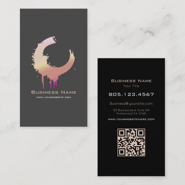 Peach, Yellow & Pink Gradient Swirl Customizable  Business Card (Front/Back)