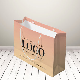 Peach & Yellow Summer Company Logo Business Custom Large Gift Bag