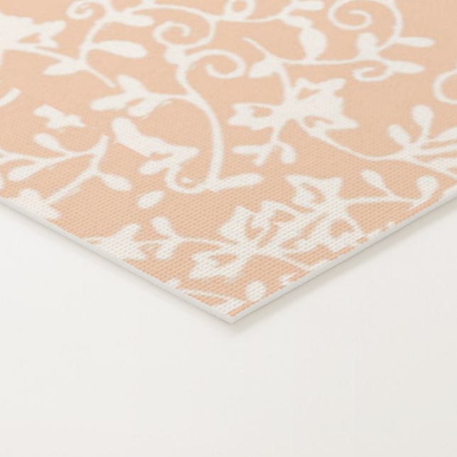 Peach Yoga Mat with Modern White Floral Pattern (Detail)