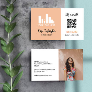 Peach Your Logo QR Code Photo Social Media Business Card