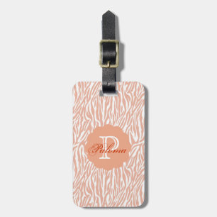 Peach Zebra Print Luggage Tag