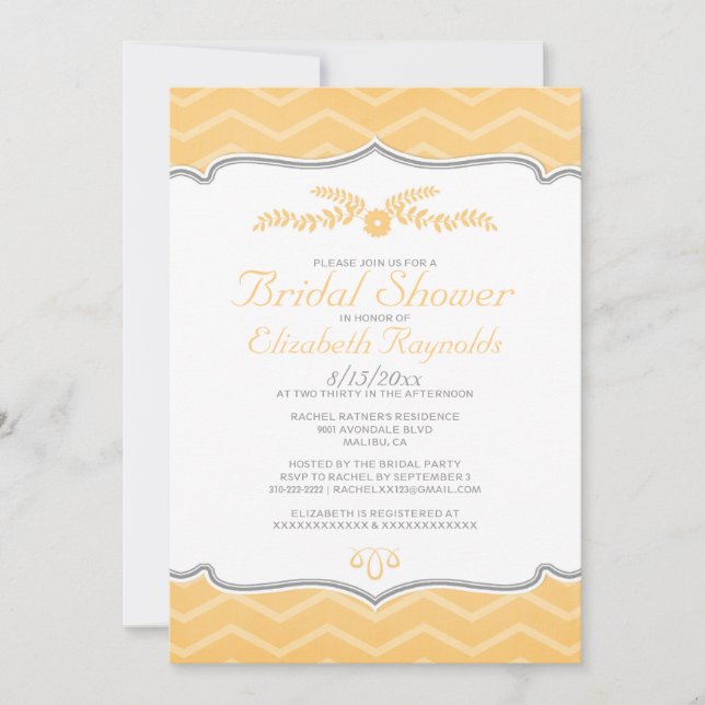 Peach Zigzag Bridal Shower Invitations (Front)