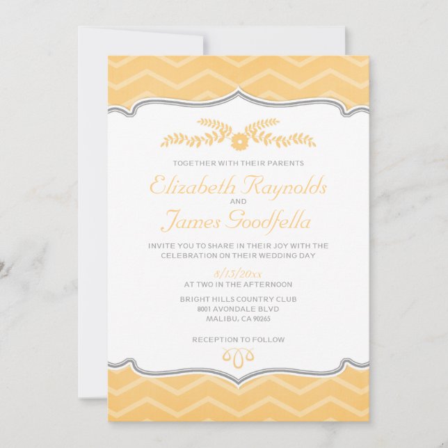 Peach Zigzag Wedding Invitations (Front)