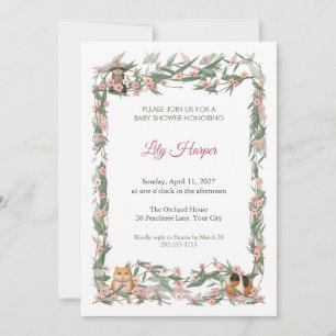 Peachbloom Cuddle Girl Baby Shower Invitation