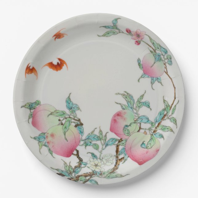 Peaches and Bats Paper Plates (Front)