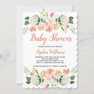 Peaches And Cream Baby Shower Girl Invitation