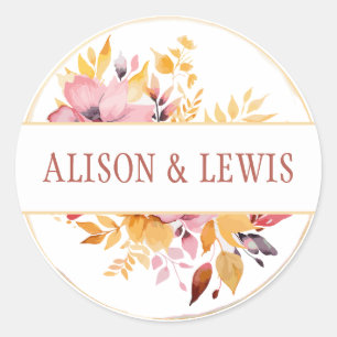 Peaches and Cream Spring Wedding  Classic Round Sticker