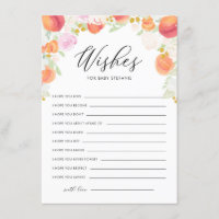 Peaches and Flowers Baby Shower Well Wishes Card