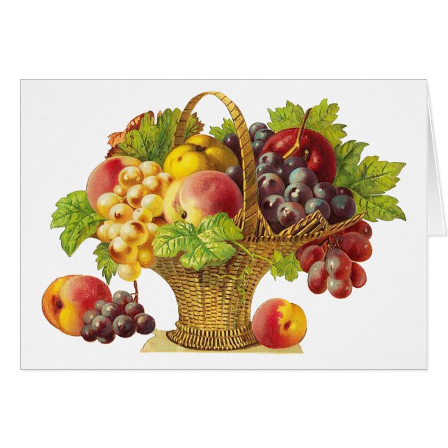 Peaches and Fruits Basket - Vintage Art (Front Horizontal)