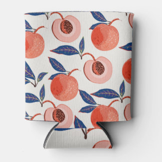 Peaches Apricot Leaves Cream Background Can Cooler
