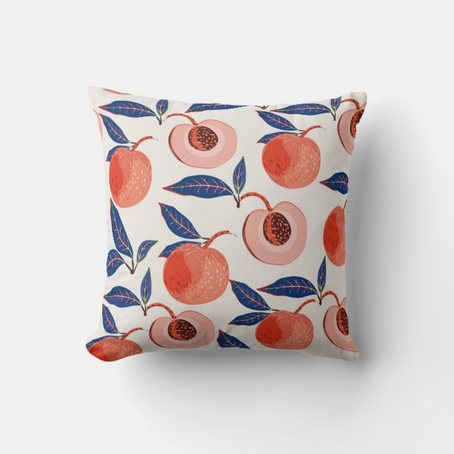 Peaches Apricot Leaves Cream Background Cushion (Front)