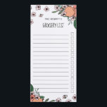 Peaches & Blossom Grocery Check List Magnetic Notepad<br><div class="desc">Pretty magnetic grocery list notepad with illustrated peaches,  peach blossom,  and greenery,  and charming fonts. Shopping list notepad with checkboxes personalised with your name or family name. Peaches notepad with pretty illustrations of peaches and peach blossom.</div>