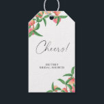 Peaches - bridal shower Cheers! Gift Tags<br><div class="desc">Watercolor fruit theme bridal shower featuring watercolor illustration of peaches on a tree branch. Elegant calligraphic handwriting,  which is perfect for spring,  summer or autumn weddings. Matching items available.</div>