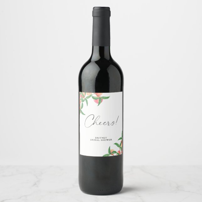 Peaches - bridal shower Cheers! Wine Label (Front)