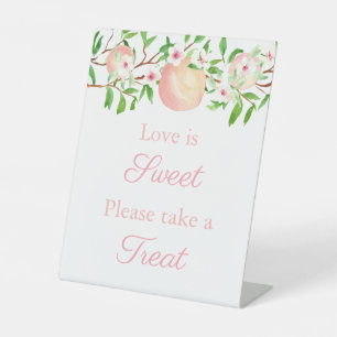 Peaches Bridal Shower Love Is Sweet Treat Table Pedestal Sign