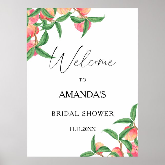 Peaches - bridal shower welcome sign (Front)