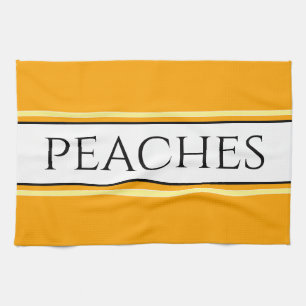 PEACHES Bright Pretty Golden Yellow White Stripes Tea Towel