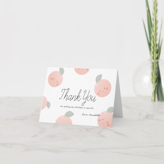 Peaches & Cream Cute Kawaii Girl Birthday Thank You Card (Front)