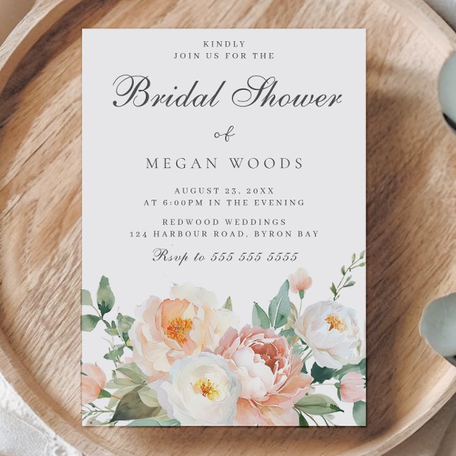 Peaches & Cream Elegant Bridal Shower Invitation (Creator Uploaded)