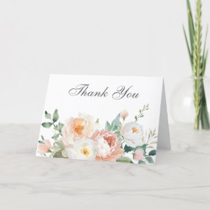Peaches & Cream Elegant Wedding Or Bridal Thank You Card