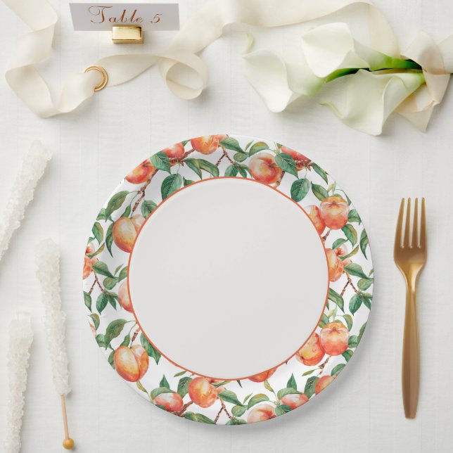 Peaches Fruit Bridal Shower Paper Plate (Wedding)