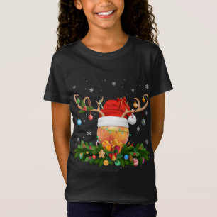 Peaches Fruit Lover Reindeer Santa Hat Peaches Chr T-Shirt
