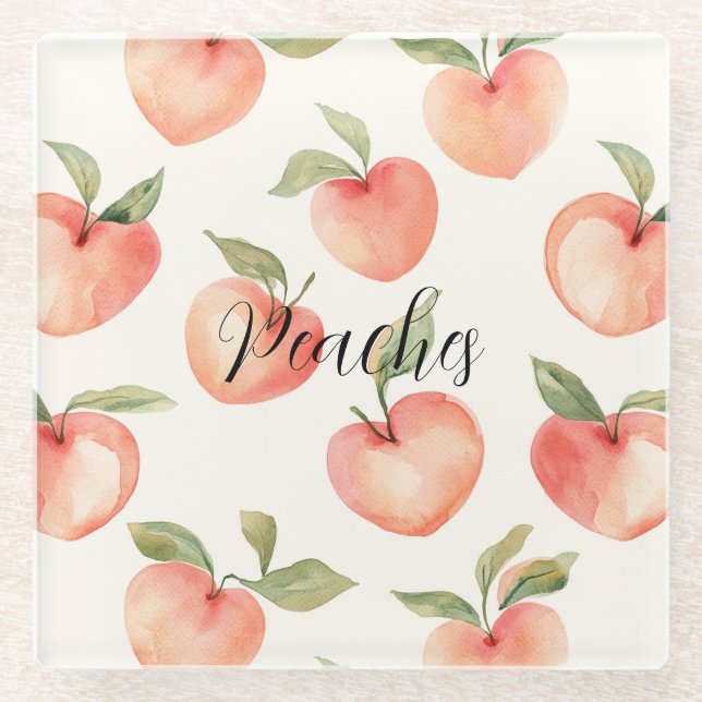 Peaches   glass coaster (Front)