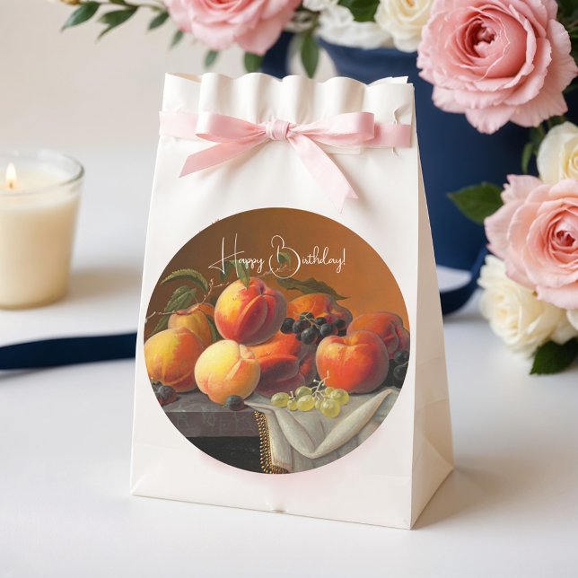 Peaches, Grapes, and Apples Classic Round Sticker (Creator Uploaded)