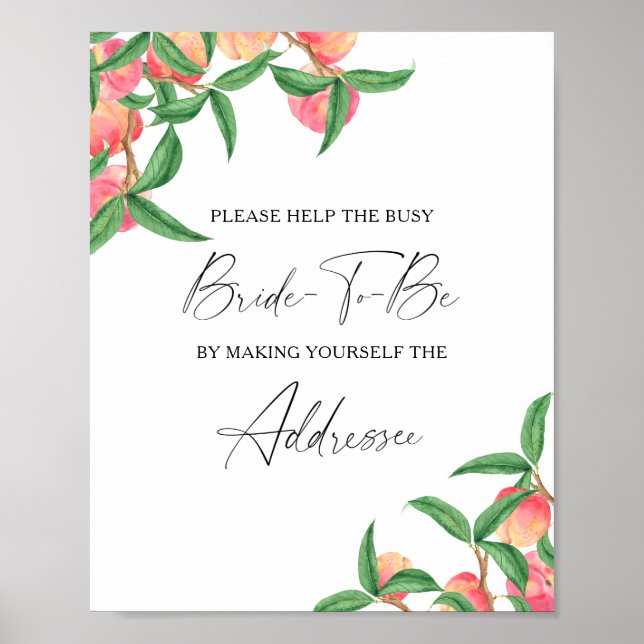 Peaches - help the busy bride Address Poster (Front)