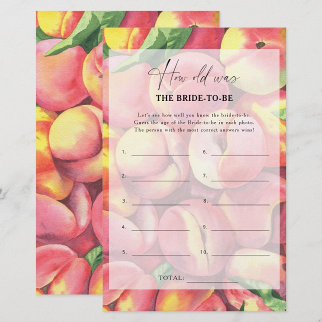 Peaches - How old was the bride to be game (Front/Back)